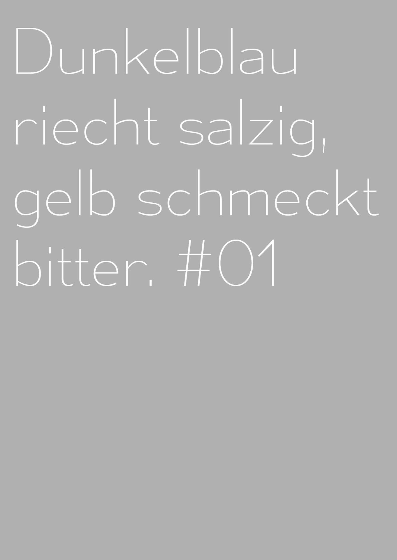 Dunkelblau riecht salzig, gelb schmeckt bitter. #01 EY - Simona Donosa